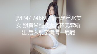 [MP4/ 746M] 漂亮黑丝JK美女 掰着M腿被大肉棒无套输出 后入射了满满一屁屁