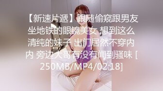 【新速片遞】跟随偷窥跟男友坐地铁的眼镜美女 想到这么清纯的妹子 出门居然不穿内内 旁边大哥有没有闻到骚味 [250MB/MP4/02:18]